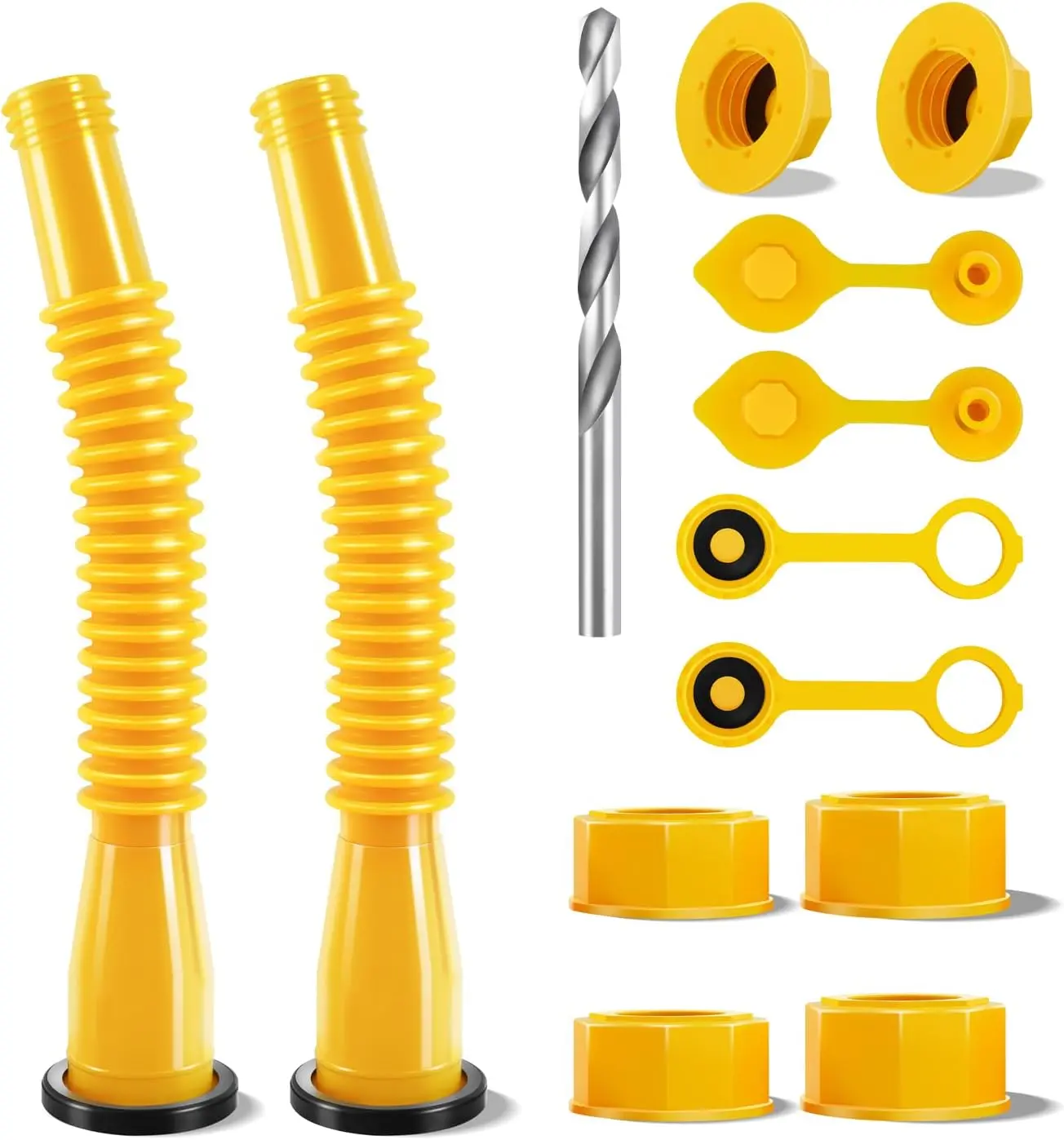 Gas Can Spout Replacement, Anti-Spill Gas Can Nozzle Replacement, 2-Kit Upgraded Spouts No Leaky with Flexible Nozzle, Can Vent Caps, Fit for Most 1/2/5/10 Gal Can