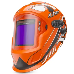 HITBOX HB-555 Adjustable Shade Solar Powered Welding Helmet Super Large Viewing True Color Welding Hood 3.94"x3.7 Auto Darkening 4 Arc Shade 4/5-9/9-13 Welder Mask Touch Control Ergonomic Design Comfortable Wear Weldingmask Weldingcap