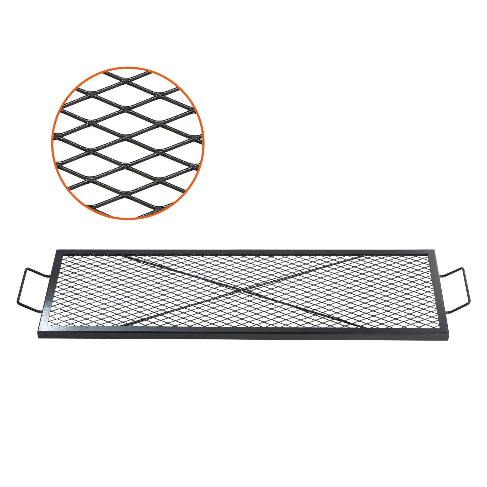 VEVOR X-Marks Fire Pit Grill Grate, Rectangle Cooking Grate, Heavy Duty Steel Campfire BBQ Grill Grid with Handle & Support X Wire, Portable Camping Cookware for Outside Party Gathering#BackToSchool