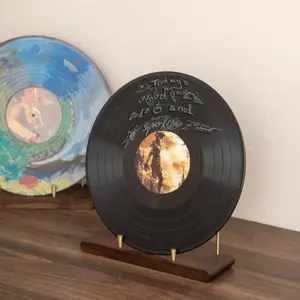 Vinyl Record Rack, Brass Wood Display Stand, Lp Vinyl Cabinet, CD Organizer, Vertical Storage, Desktop Shelf, Home Decor