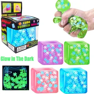 1/4 Piece Stress Relief Toy Set, Glow-In-The-Dark Snowflake Cube, Soft Gel Toys, Rebound Toys, Kids Sensory Toys, Anxiety & Stress Relief