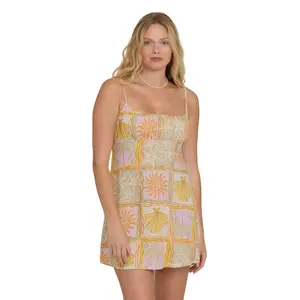 BILLABONG Women's Dreaming Of Sun Mini Dress, Woven Crepe Lightweight Sleeveless Relaxed Fit Breezy Summer Casual Wear