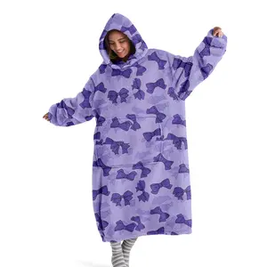 hoodie blanket，Wearable Blanket，Bowknot Hooded Blanket, Wearable College Style, Long Sleeve TV Blanket, Home Warmth, Gift for Mom, Women, Girlfriend，Christmas Gift,Valentine's Day gift, Cozy Hooded Blanket
