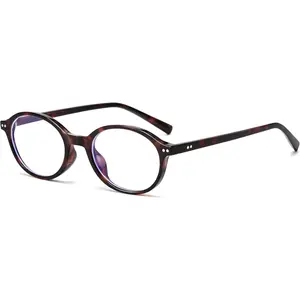 Retro Round Blue Light Glasses for Women Men 90s Non Prescription Oval Tortoise Eyeglasses