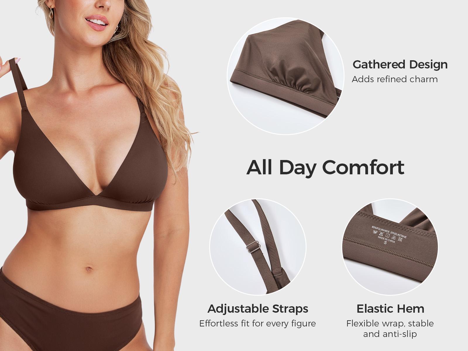 VRCOMFY Women's Inbarely Triangle Bralette Plunge Unlined Seamless Bra No Underwire Sexy Comfortable Everyday VRCOMFY Women's Inbarely Triangle Bralette Plunge Unlined Seamless Bra No Underwire Sexy Comfortable Everyday