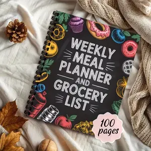 Weekly Meal Planner & Shopping List Organizer | Kitchen Planning Notebook with Color Coded Food Tracking Pages, Recipe Sections, and Shopping Lists - Perfect for Weight Loss, Healthy Eating, Diet Tracking | A5 Size, Undated, Adult Plan