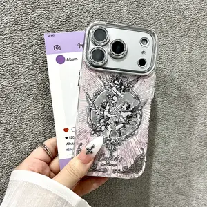 Retro European Cupid Angel Phone Case Compatible With iPhone17/16/15/14/13 Pro/Pro Max.Full-coverage lens protection,Shockproof and Slip-Resistant Protective Case. Fashion Essential for Women.Suitable iPhone 16/15 Plus cases.