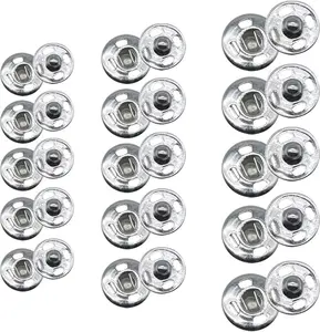 120 Sets 3 Sizes Sew On Snap Buttons Metal Fastener Press for Sewing Clothing Silvery