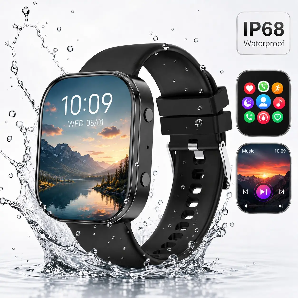 2026 Unisex Multifunctional Smart Watch Gift, Sports Tracking Smartwatch, Smartwatch for Android, Amoled HD Bluetooth-compatible Call Fitness Tracker, IP68 Waterproof, Step Counter, Calories, Multiple Sports Modes, iPhone & Android Compatible