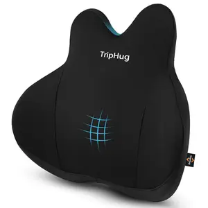 Lumbar Support Pillow for Car, Office, and Gaming Chair, Lumbar Cushion Desk Chair Back Cushion, Memory Foam Back Support Pillow, Comfortable and Breathable, Ergonomic Back - Black