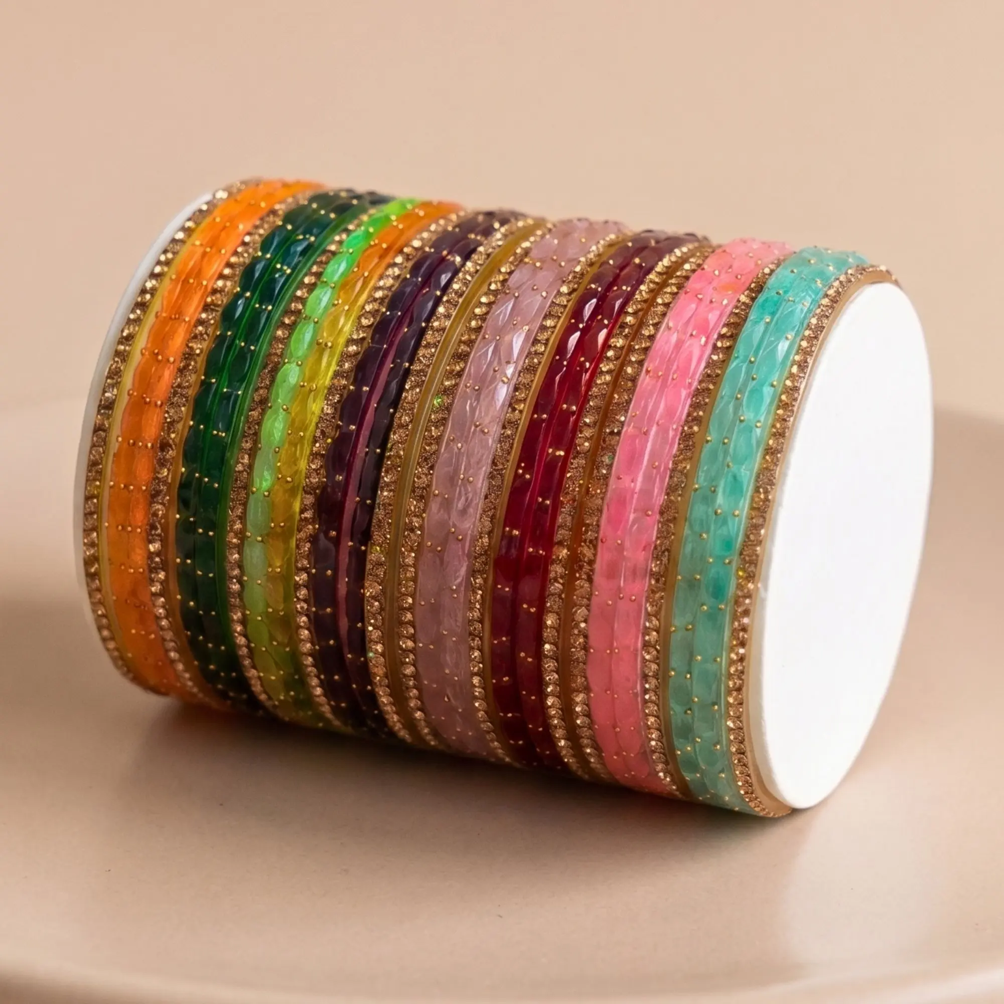 Size 210 & 2.12 Raindrop Glass Bangles Set - Indian 26 Pcs Wedding bangles