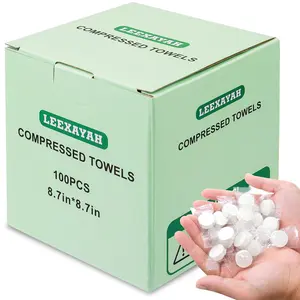 100 PCS Comfortable Compressed Towel Tablets, Portable Disposable Lightweight Reusable Towels for Travel, Camping, Sports & Outdoor Use