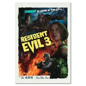 Resident Evil 3 Remake Poster | Retro Movie Art Style | High Quality Prints