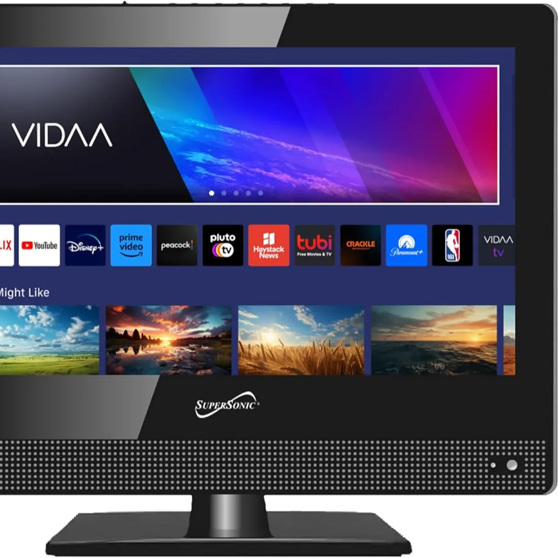 Supersonic SC-1520VTV 15.6in Portable Smart HDTV Television - 1080p LED, AC/DC, WiFi, 3X HDMI, USB Input, Built-in Speakers, Energy Efficient Remote Control Television