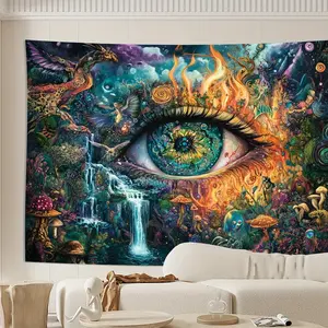 Psychedelic eye pattern tapestry, polyester fiber wall decoration, background cloth, suitable for photo booths, birthday parties, living rooms, bedrooms, weddings, and indoor and outdoor event atmosphere decoration, matched with accessories