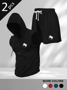 Men's Venom Claw 2-Piece Sleeveless Hoodie & Shorts Set – Trending MMA & Gym Streetwear, Viral Fitness Workout Outfit, Workout Sets (Multiple Colors)
