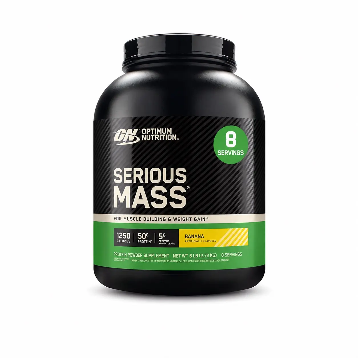 OPTIMUM NUTRITION Serious Mass High-Calorie Mass Gainer Protein Powder - Banana Flavor, 6 lb (2.72 kg), Vitamin & Gelatin-Infused Edible Supplements for Adults, Fitness Dietary Support with Energy & Glutamine