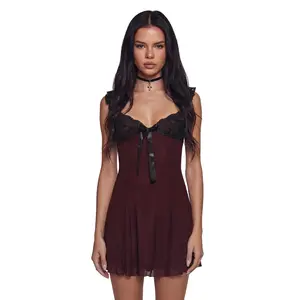 Double Date Mini Dress - Dark Red