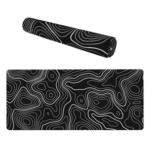 Topographic Contour XL Mouse Pad Large Gaming Mousepad Desk Pad 31.5x15.75 Inch Non-Slip Base Stitched Edge for Gaming Office