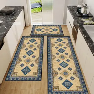 Vintage Persian Style 3-Piece Kitchen Carpet Set, Kitchen Floor Mat, Soft & Comfortable, Thick Entrance/foyer Mats, Non-Shedding for Bedroom/living Room/bathroom, Vintage Design Rug