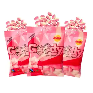 Bubs Goody Ovals Swedish Candy 3 Pack - Vegan Strawberry Vanilla Flavor 90g Bag Gummy Sour Buttons Bonbon Snack