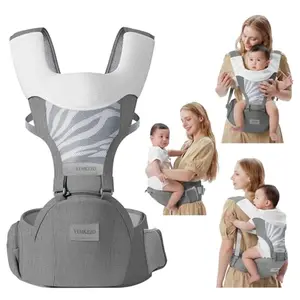 Baby Carrier Newborn to Toddler with Hip Seat, Multifunction Baby Hip,4-in-1 Ergonomic Infant Carrier (Ergonomic M Position) Adjustable & Removable Baby Holder Carrier for 0-36 Months (Grey)