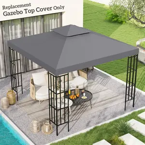 Two Tier Gazebo Top Replacement UV Protection Polyester Canopy With Hook And Loop Design 8 Grommet Holes 4 85 Lbs For Outdoor Parties Shelter Shade for Camping