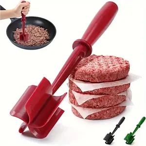 1pc Mansual Meat Chopper, Heat Resistant Meat Masher For Hamburger Meat, Ground Beef Smasher, Nylon Hamburger Chopper Utensil, Ground Meat Chopper, Non Stick Mix Chopper, Mix And Chop, Potato Masher Tool, Kitchen Gadgets, Kitchen Tools