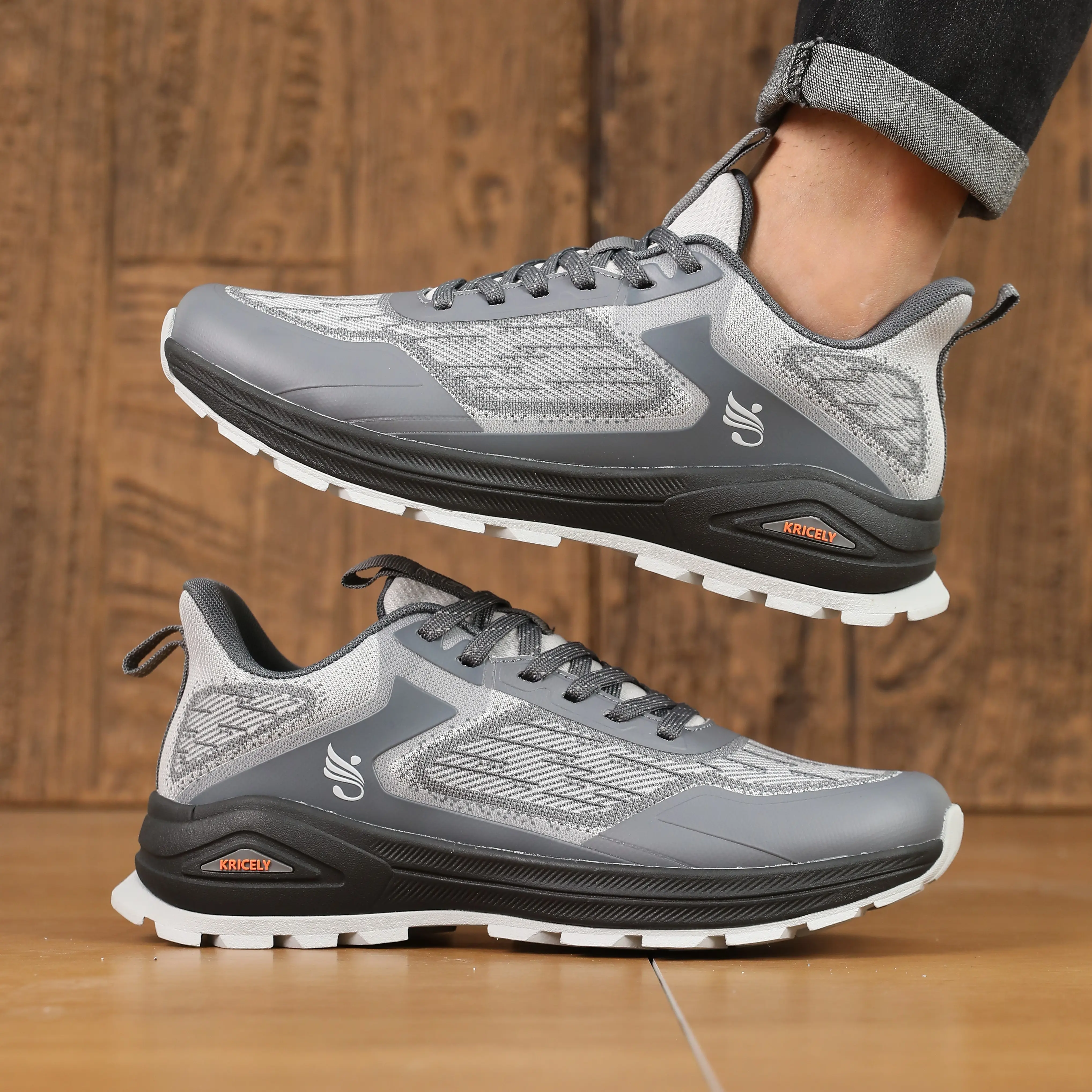 KRICELY Men's Fly-Knit Trail Running Shoes, Lightweight Breathable Athletic Sneakers, Closed-Toe Design with Excellent Grip for Trail, Travel, Foam, Men's Shoes, M, Outdoor Running Shoes, Rubber