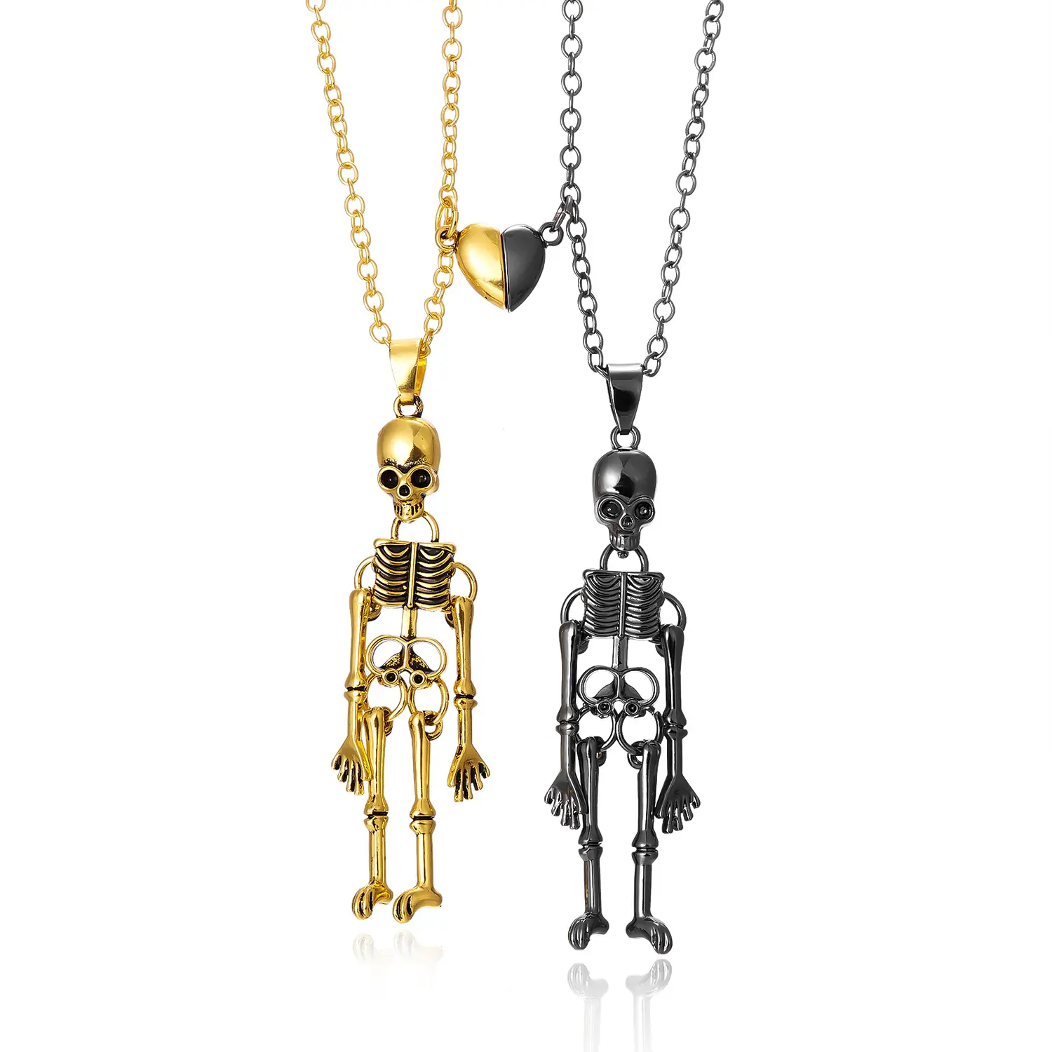Dark Wind Halloween Necklace Halloween Human Skeleton Skeleton Ghost Hand Holding Pendant Couple Necklace