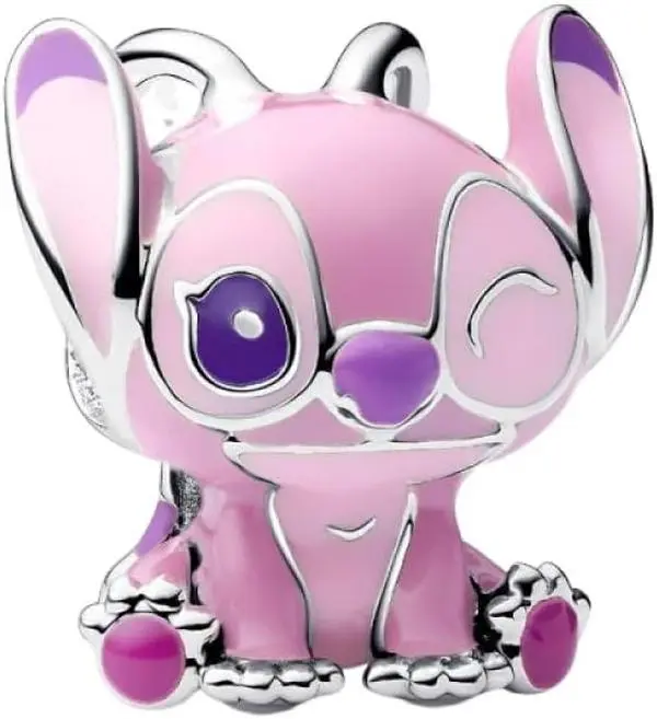 PANDORA Disney Lilo & Stitch Angel Charm, Playful Silver Collectible with a Winking Design, Unisex Wrist Candy 793739C01