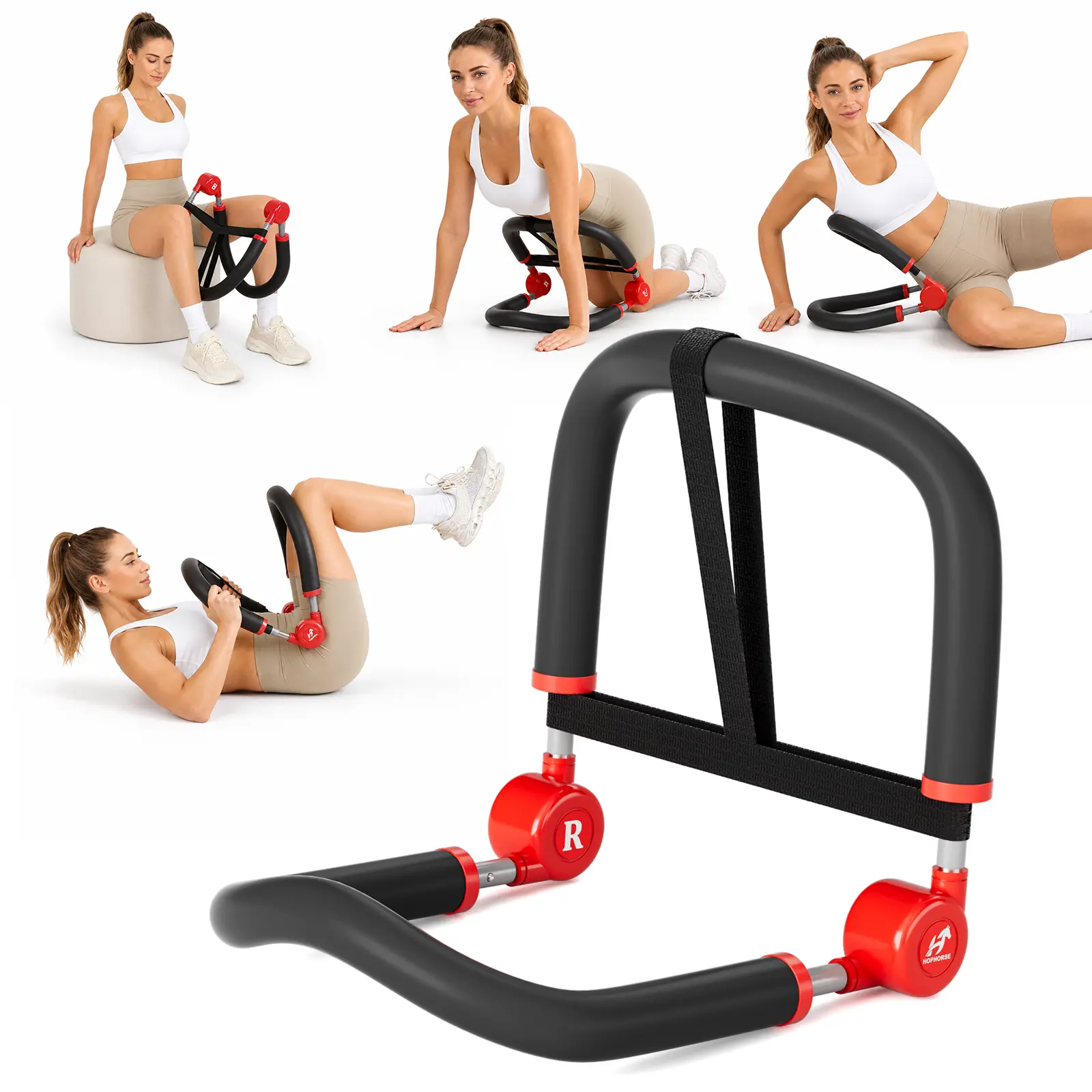 HOPHORSE 10-in-1 Adjustable Abdominal Trainer Ab Machine for Home - 3 Resistance Levels (35/44/57 LBS), Compact, Portable, Beginner-Friendly for Abs, Full Body Home Workout