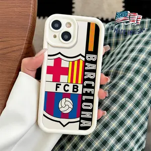 Cool Barcelona Football Club Sport Design Phone Case for iPhone Samsung 17 16 15 14 Pro Max 13 12 11 XR XS Plus Galaxy S25 S24 S23 S22 A56 A55 A54 A53 A52 Slim Shockproof Anti Drop Protective Soft TPU Cover Gift for Soccer Fans Men Boy