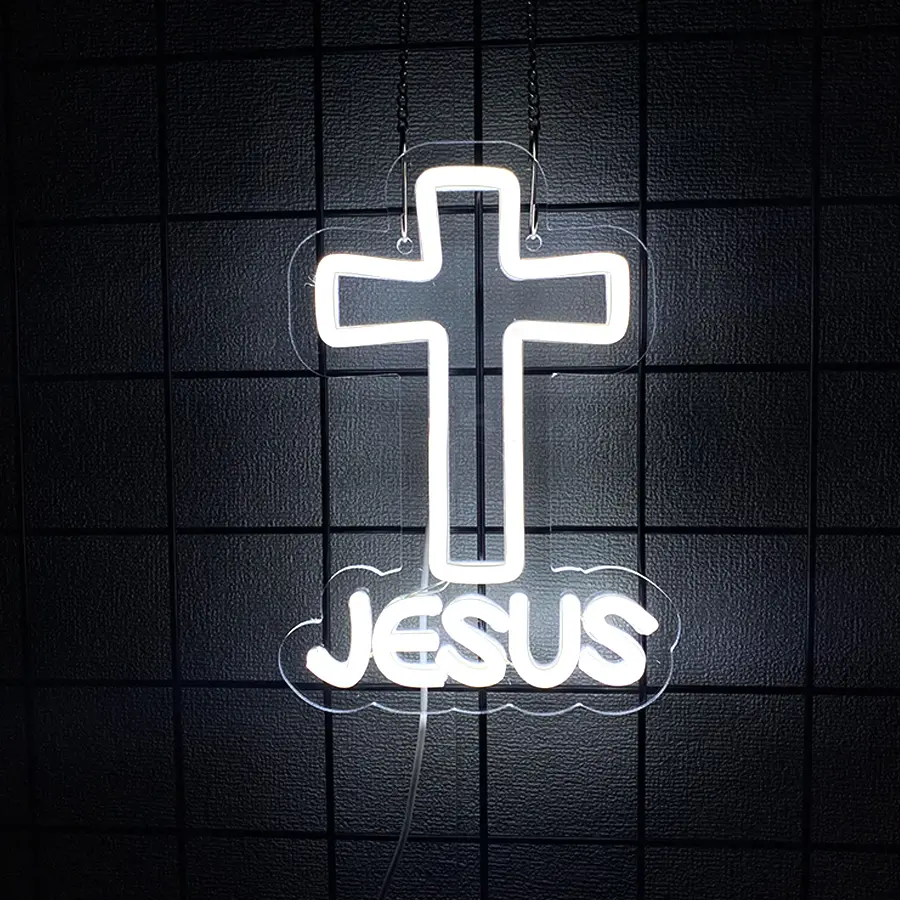 Jesus Neon Signs  Wall Decor for Bedroom Living Room Weddings,  Light Sign for Home Decor, Religious Events, Christmas Easter Celebrations Gifts (Jesus Cross)
