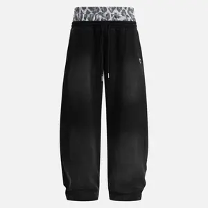 Aelfric Eden Baggy Sweatpants Wide-Leg  Leopard Double Waist Layered Print Soft  Unisex Streetwear Casual Joggers,summerwins