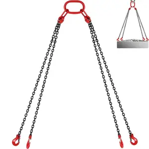 VEVOR Chain Sling, 3/8 inchx 10 ft Lifting Chains with Hooks, G80 Engine Chain Hoist Lifts, 18400 lbs/8 Ton Lifting Sling Chains for Engine Hoist, Engine Lift Chain with 4 Leg Grab Hooks AdjustersVEVOR Super Brand Day