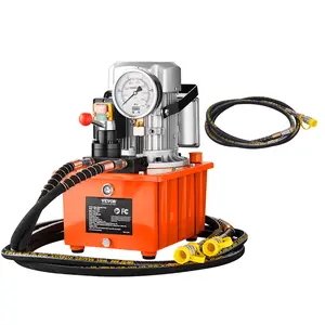 VEVOR Electric Hydraulic Pump,  10000 PSI 750W 110V, 488 in³/8L Capacity, Double Acting Manual Valve, Electric Driven Hydraulic Pump Power Pack Unit with Lever Switch for Punching/Bending/Jack Machines
