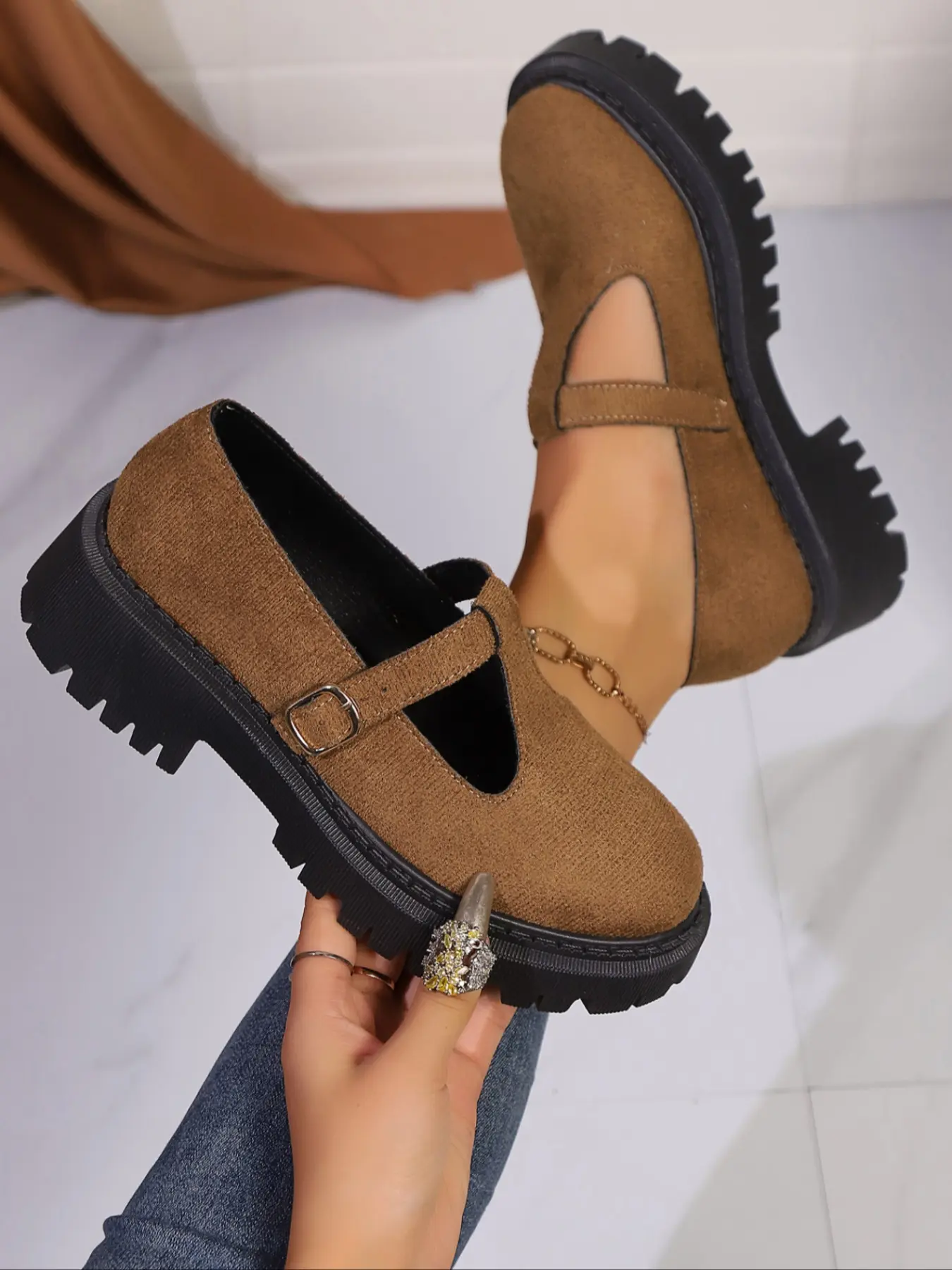 Lolita style Classic Mary Jane shoes for women, with lace-up retro design and flat soles, featuring anti-slip outsoles. Suitable for casual dates, office wear, daily outings, T-bar strap, comfortable thick soles to add height, Strappy Mary Janes