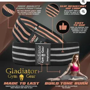 Gladiator Gym Gear Glute Band High-Quality Construction Slip-Resistant Hiploop Easy to Use for All Levels Made to Last