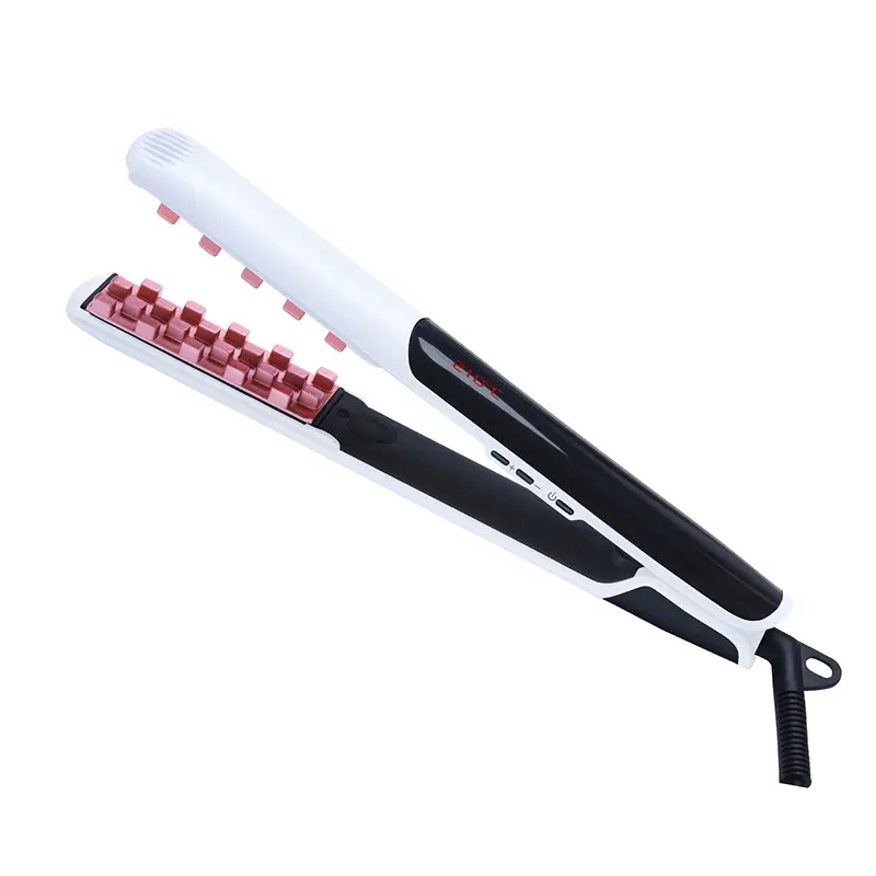 Hair Crimpers with 3 Barrel, Fast Heat Curling Iron, Easy-to-Use Hair Crimper for Effortless Waves Hair Volumizing Curlers Corn Silk Grid Curlers Hair Curlers Black And White