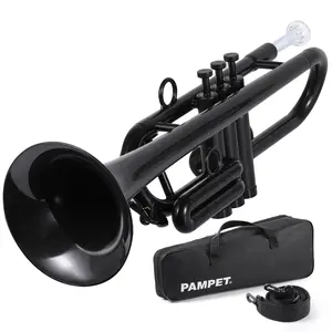 Professional  Durable Plastic Bb Trumpet Standard Trumpet Set for Student Beginner With 7C Mouthpiece and 3C Mouthpiece, Black Bb Trumpet Instrument Portable