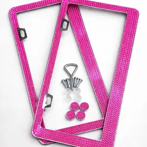 Pink bling diamond license plate frames.