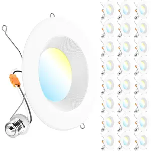 24 Pack Retrofit LED Recessed Lighting 6 Inch, Downlight Can Lights for Ceiling, 1050 LM, 2700K/3000K/3500K/4000K/5000K, Dimmable, Baffle Trim, 13W=75W, 50000 Lifetime Hours, Damp Rated UL