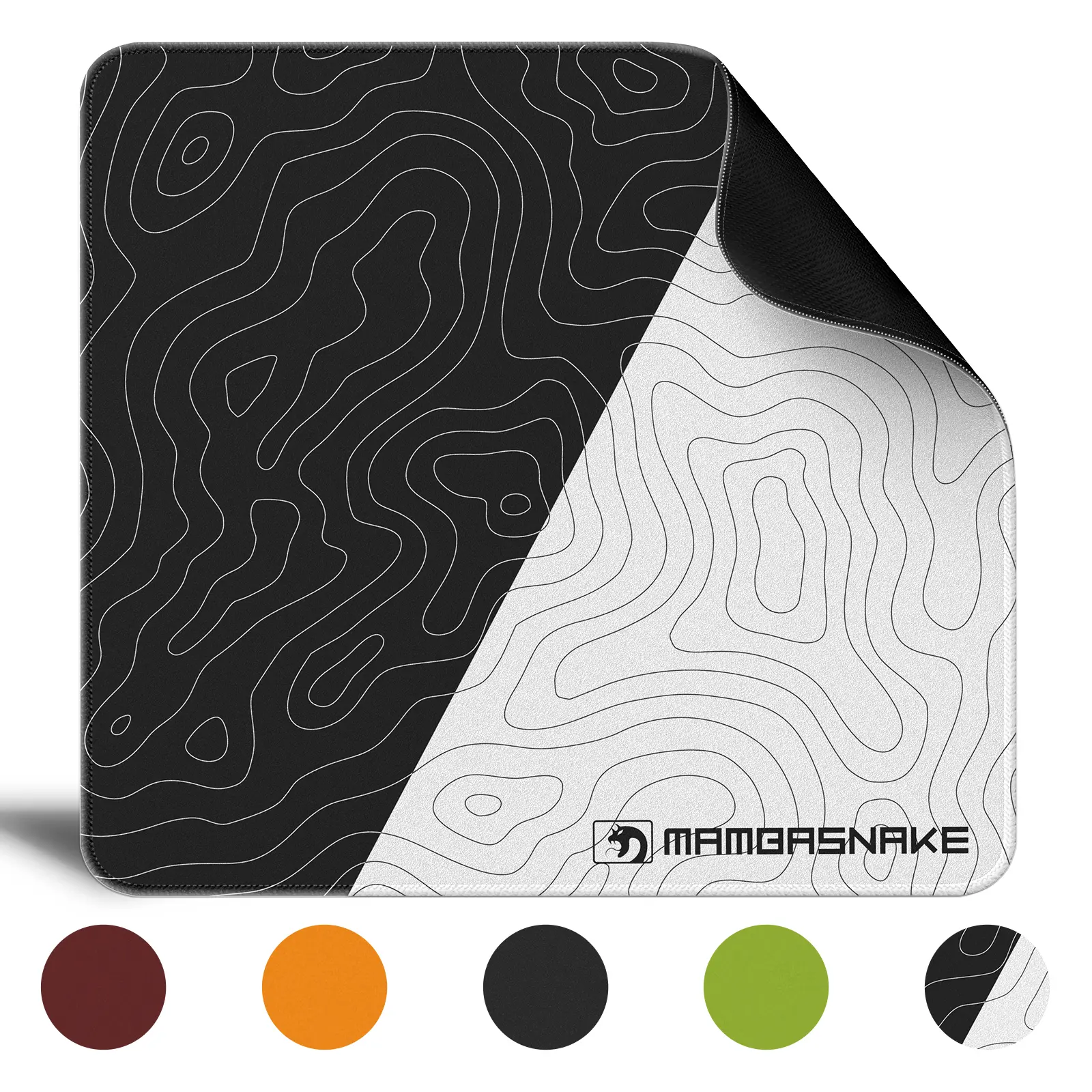 MAMBASNAKE CM02 Gaming Mousepad - Heavy-Duty Fabric Mouse Pad with Latex Anti-Fatigue Design, Non-Slip Rubber Base, High-Density Fiber Surface, 5S Coating, Easy Sliding, Spill Resistance (17.72x15.75x0.16in), Multiple Colors for Gamers, Office Use
