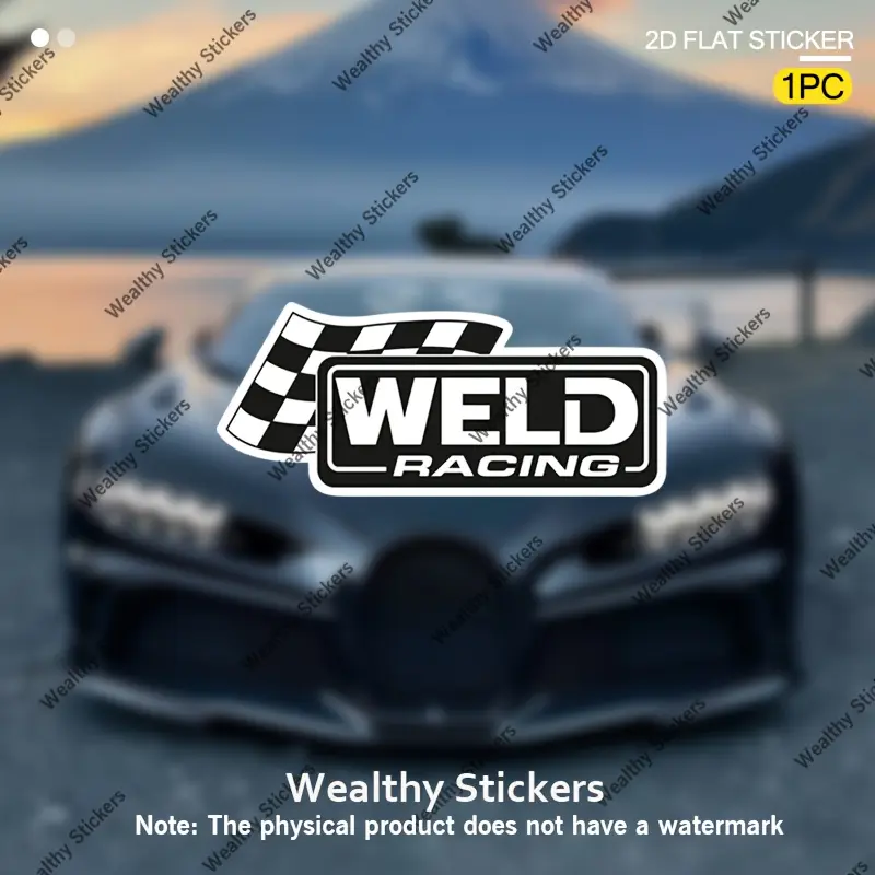 1PC treet-Trendy WELD RACING Racing Car Sticker, Graphic Decal, Car Decals, Fits modified performance cars & city racing SUV side windows, the checkered flag + brand logo shows racing attitude instantly at mod car gatherings & urban cruises
