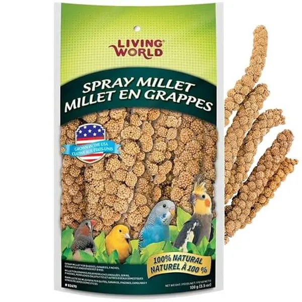 Living World - Millet Spray for Birds, 3.5 Oz – Premium Treat for Budgies, Canaries, Finches, Cockatiels and Other Pet Birds