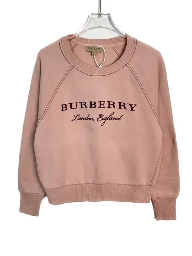 RDLT-Burberry Logo Embroidered Pink Fleece Sweatshirt-SIZE XS