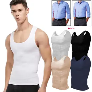 Men'S Compression Shirts Tummy Control Gynecomastia Shapewear Seamless Moobs Undershirt Body Shaper Vest Seamless
