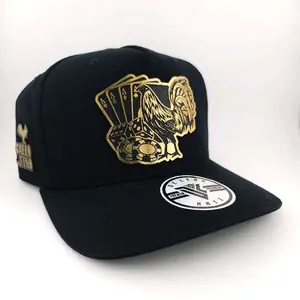 Gallo Jugado Hat - Black Snapback with Gold Emblem Patch