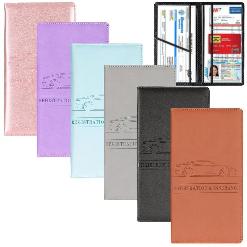 Car Registration & Insurance Card HolderMagnetic Closure Vehicle Organizer, CarEssential Document Wallet, forPokemon Cards Holder, Compact CarAccessories